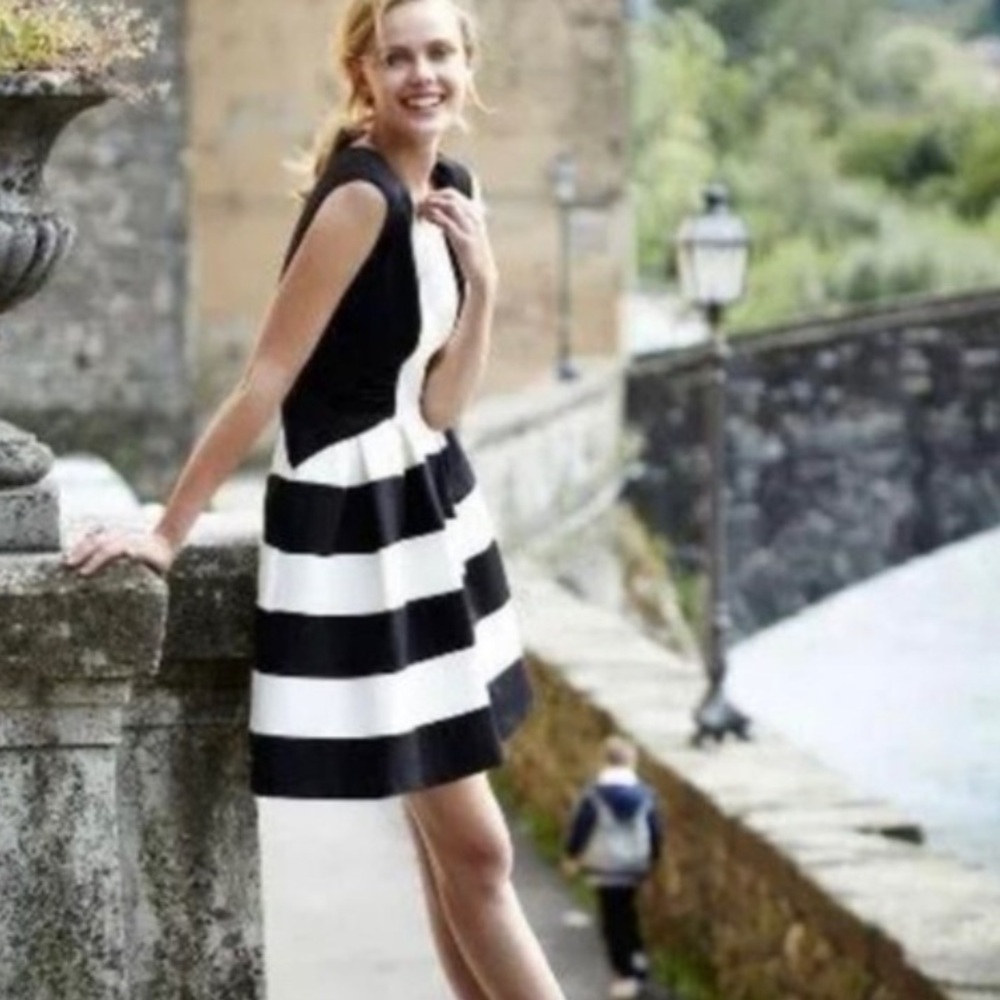 Eva Franco for Anthropology Black and White Striped Dress
